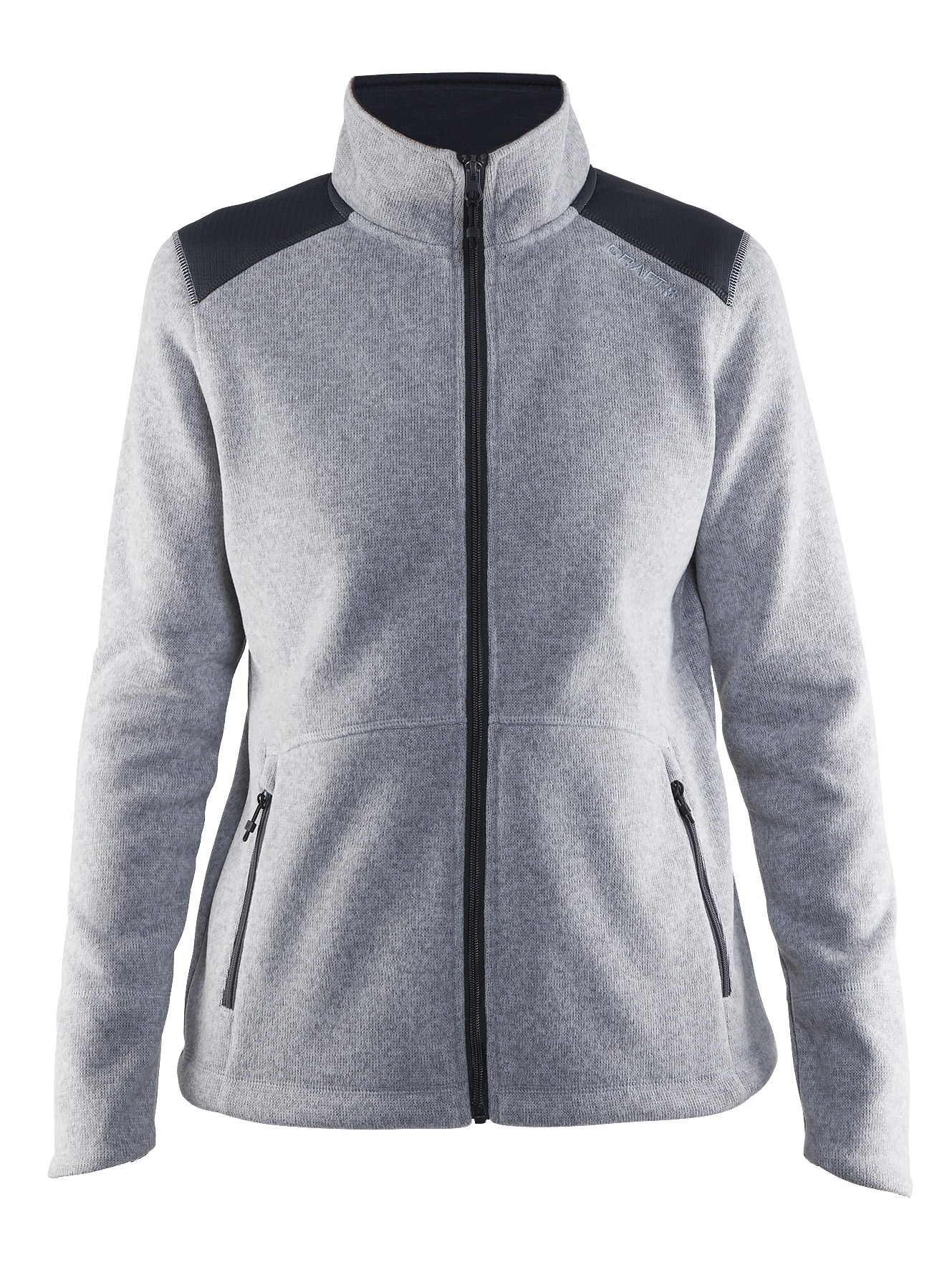 Craft - Noble Zip Jakke Heavy Knit Fleece - Grå Melange