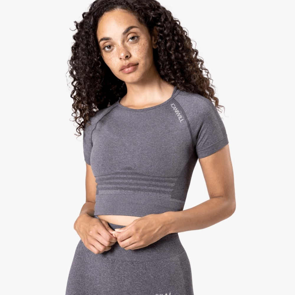 Icaniwill Define Seamless Crop T-shirt Grå Melange Wmn