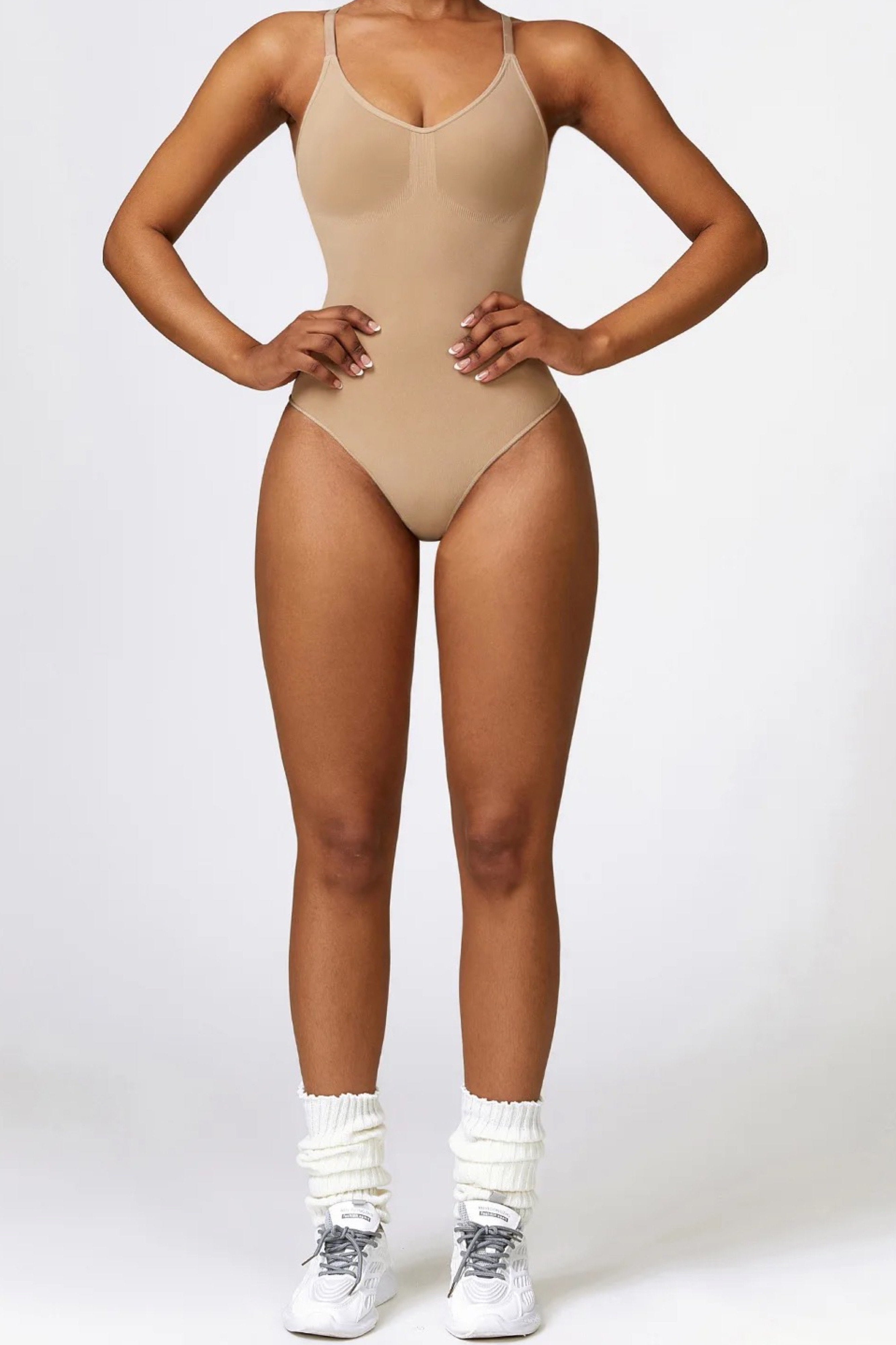 Bodysuit Én-dels med Stropper - Khaki, Medium