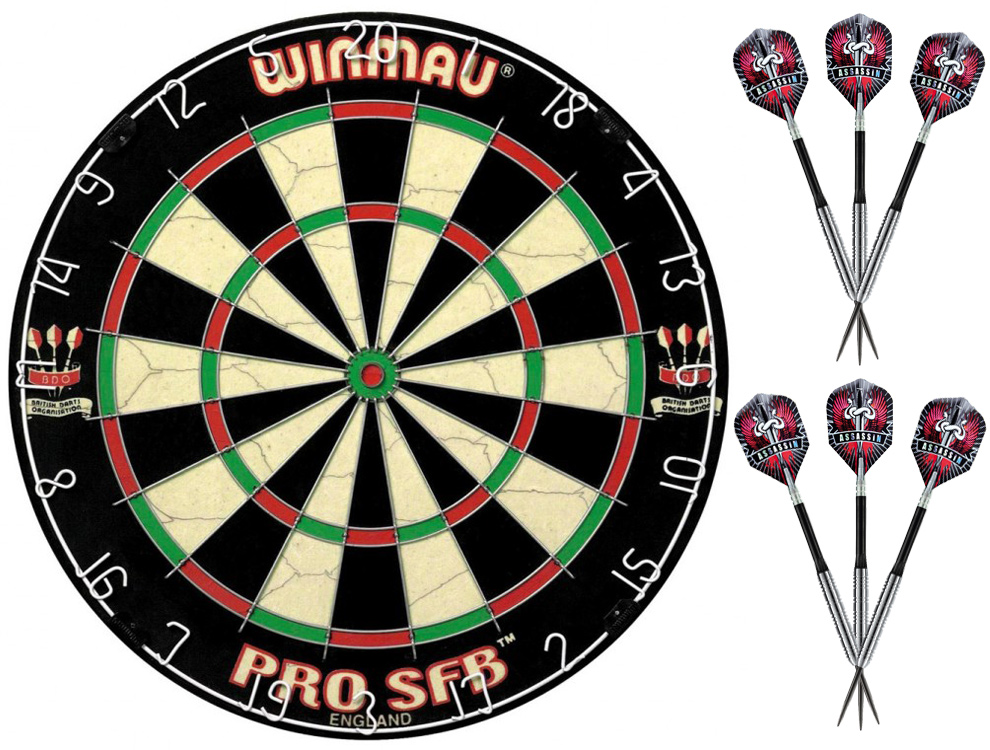 Winmau Pro Sfb Dartskive med Harrows Assassin Dartpile