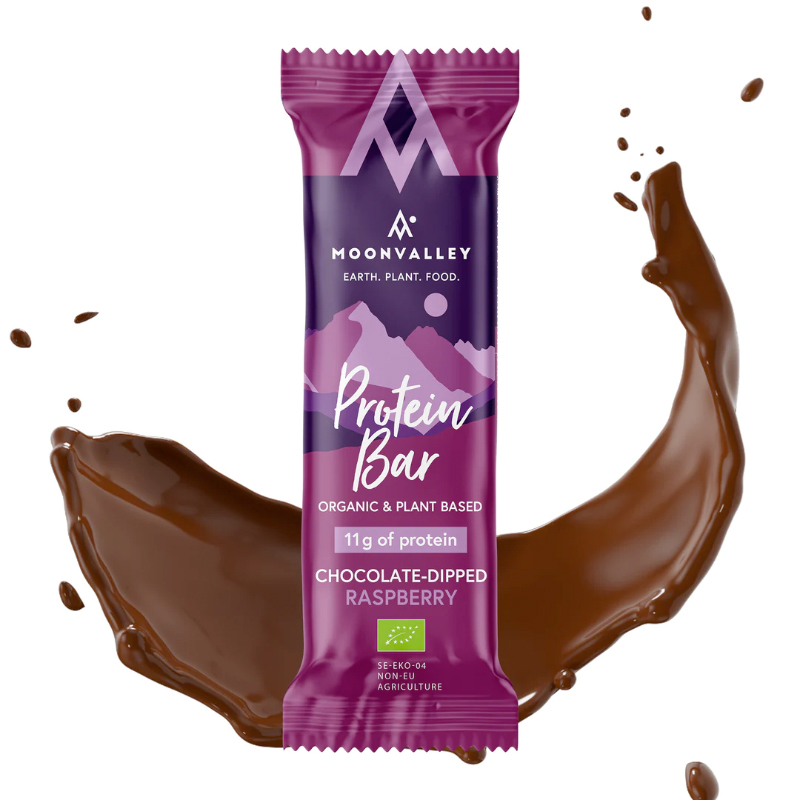 Moonvalley - Chokoladeovertrukket Proteinbar med Hindbær