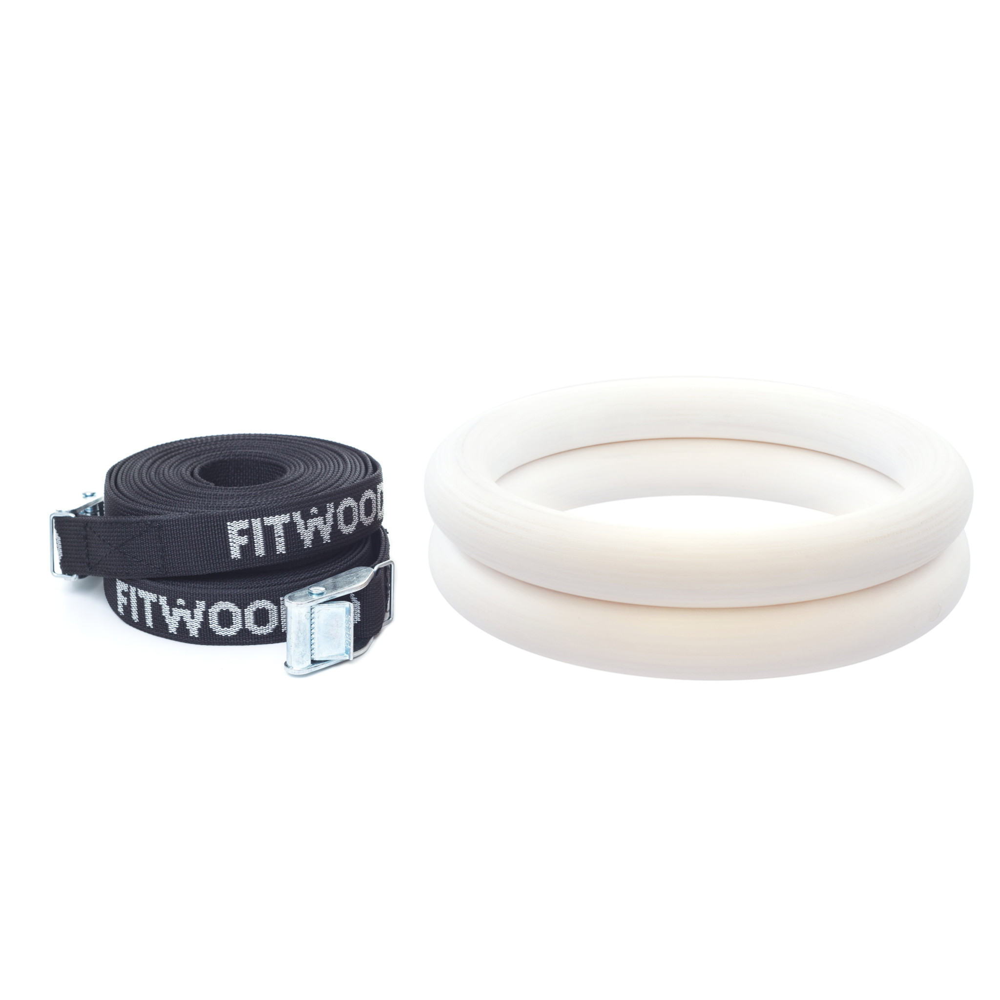 Fitwood Ulpu Gymnastikringe 28mm - Hvid/Sorte Stropper