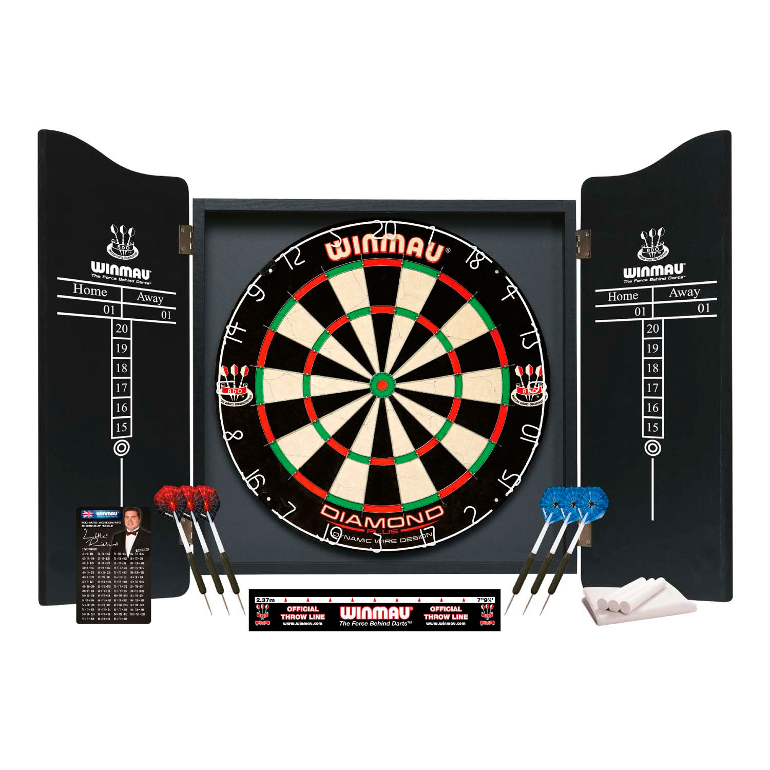 Winmau Professionel Dartskive med Skab og Pile