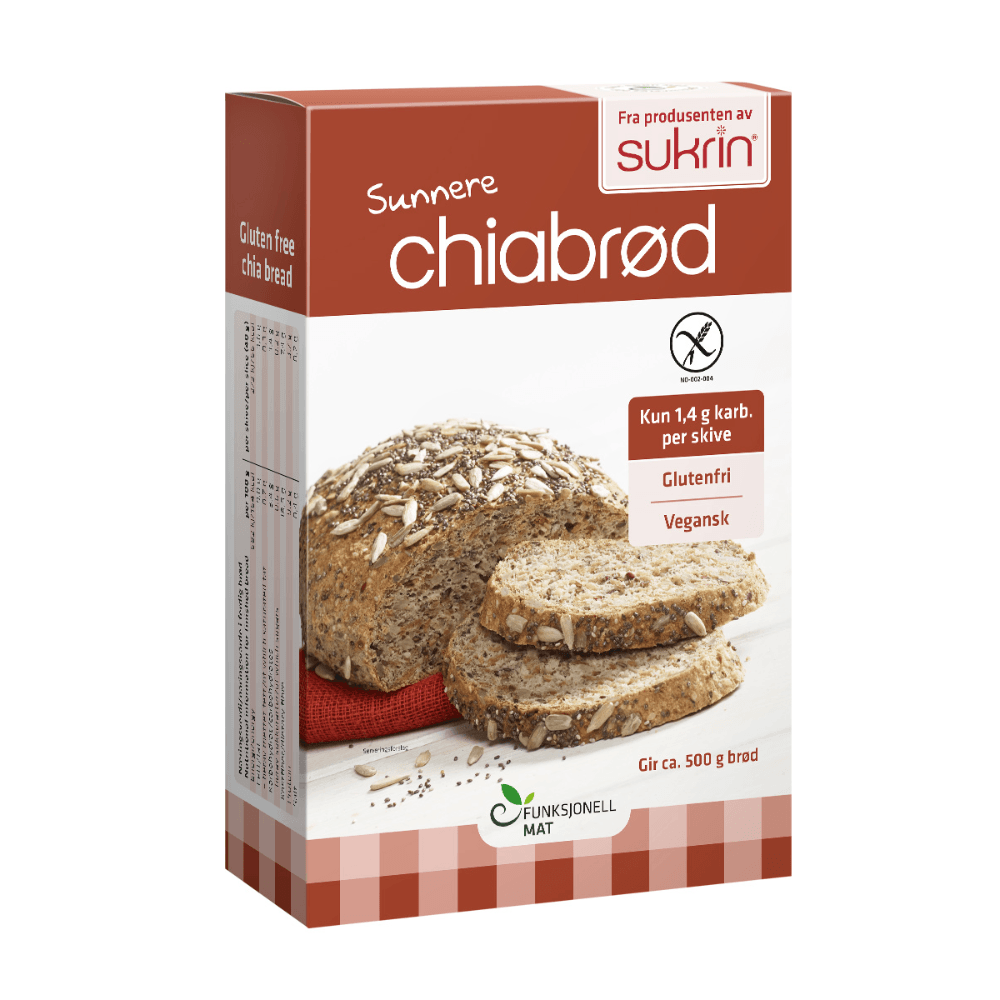 Sukrin Chiabrød 250 g - Sundt brød med chia