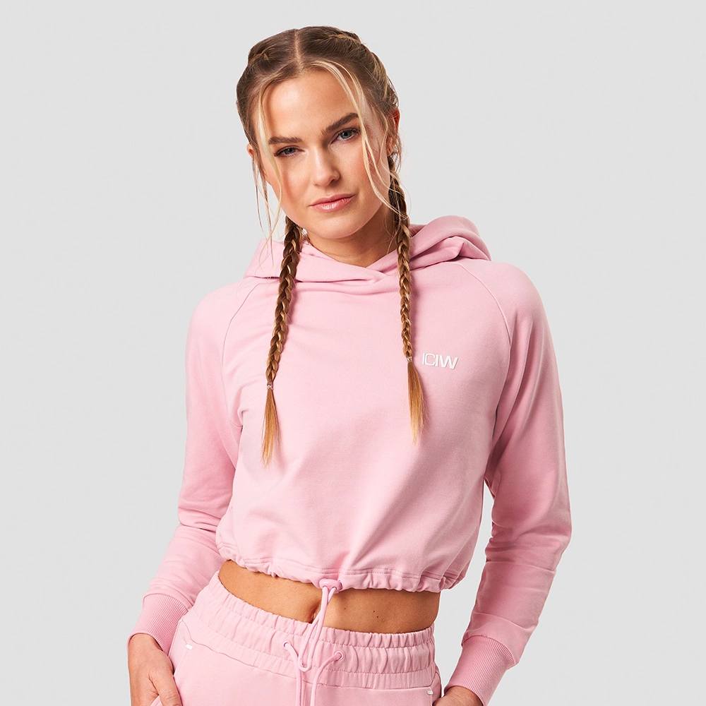 Icaniwill Justerbar Cropped Hoodie Pink Kvinder