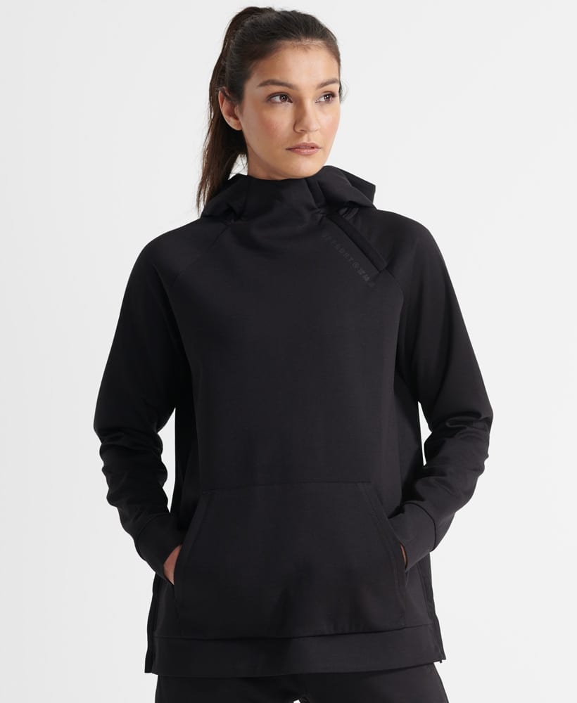 Superdry Sport - Trænings Hoodie med Halv Lynlås - Sort L