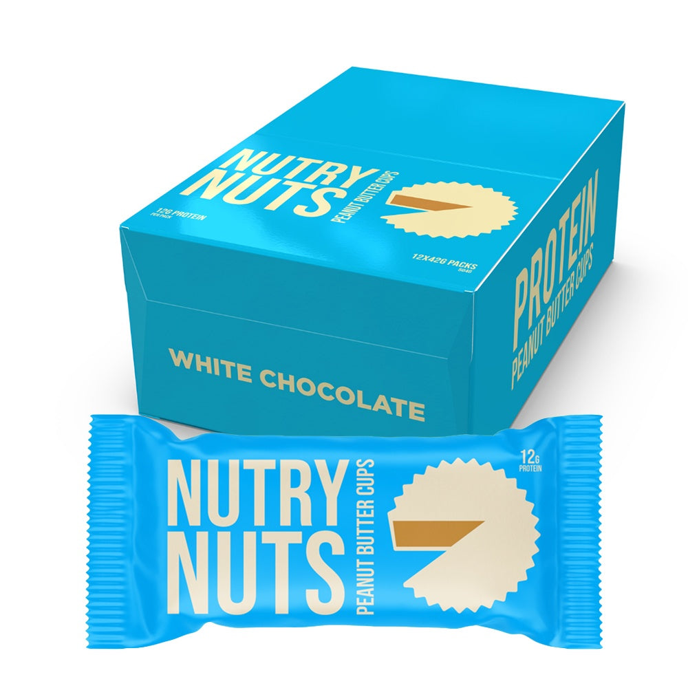 Nutry Nuts Peanutbutterkopper 12x 42g - Hvid Chokolade