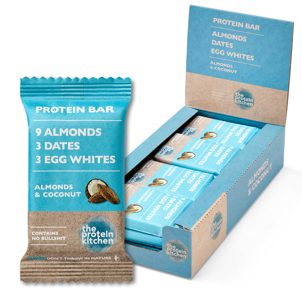Proteinbar fra The Protein Kitchen - Kokos & Mandler 12x55g