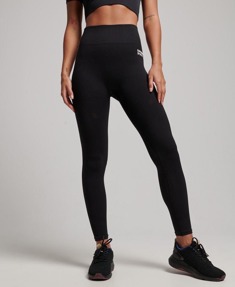 Superdry Sport Kvinder - Core Seamless 78 Tights - Sort